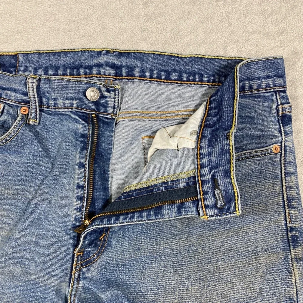Levi's 514 Straight Fit Jeans Mens 36x30 Blue Medium Wash Denim Pants Distressed